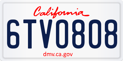 CA license plate 6TVO808