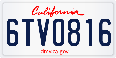 CA license plate 6TVO816