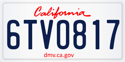 CA license plate 6TVO817