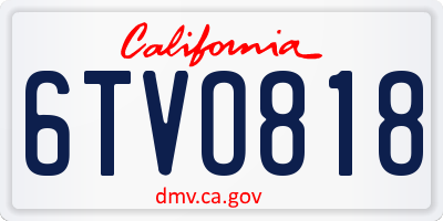 CA license plate 6TVO818