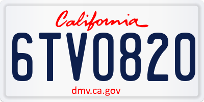CA license plate 6TVO820