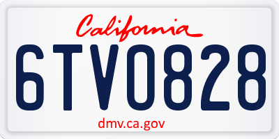 CA license plate 6TVO828