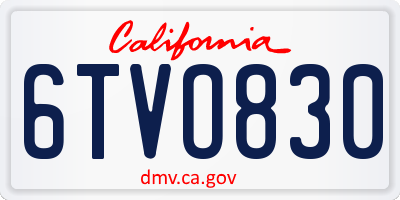 CA license plate 6TVO830