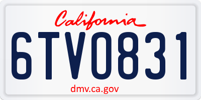 CA license plate 6TVO831