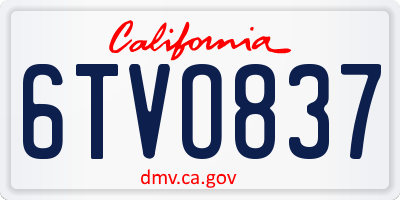 CA license plate 6TVO837