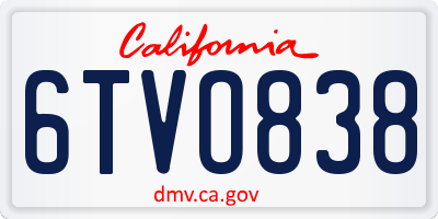 CA license plate 6TVO838