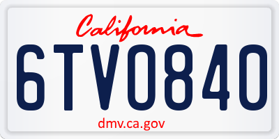 CA license plate 6TVO840