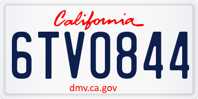 CA license plate 6TVO844