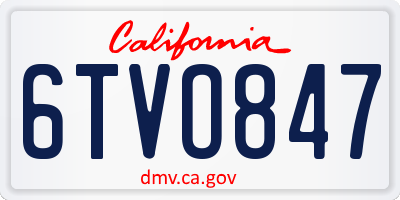 CA license plate 6TVO847