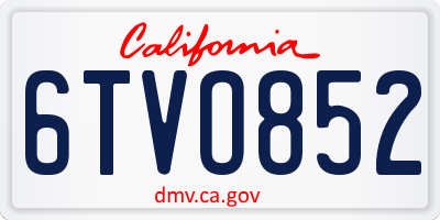 CA license plate 6TVO852