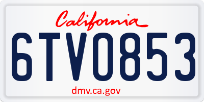 CA license plate 6TVO853