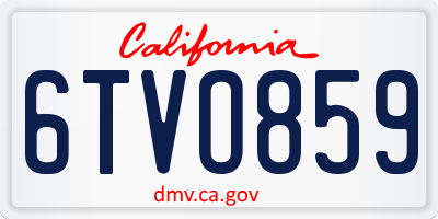 CA license plate 6TVO859