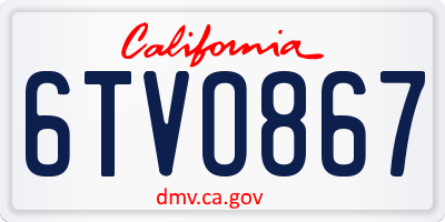 CA license plate 6TVO867