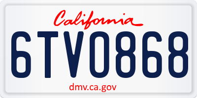 CA license plate 6TVO868