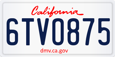 CA license plate 6TVO875