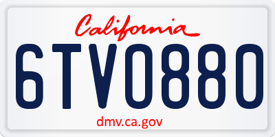 CA license plate 6TVO880