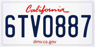 CA license plate 6TVO887