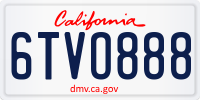 CA license plate 6TVO888