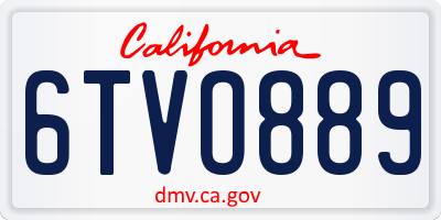 CA license plate 6TVO889