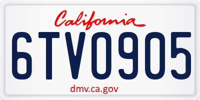 CA license plate 6TVO905
