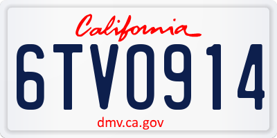 CA license plate 6TVO914