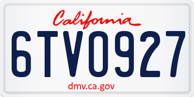 CA license plate 6TVO927