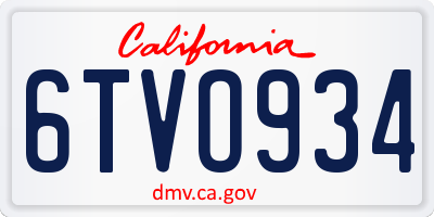 CA license plate 6TVO934