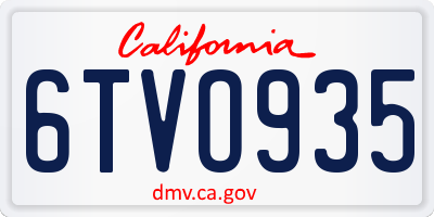 CA license plate 6TVO935