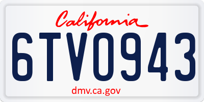 CA license plate 6TVO943