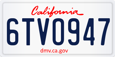 CA license plate 6TVO947