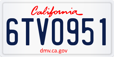 CA license plate 6TVO951