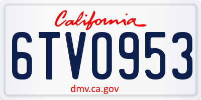 CA license plate 6TVO953