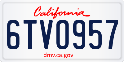 CA license plate 6TVO957
