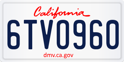 CA license plate 6TVO960