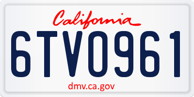 CA license plate 6TVO961