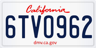 CA license plate 6TVO962