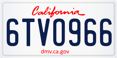 CA license plate 6TVO966