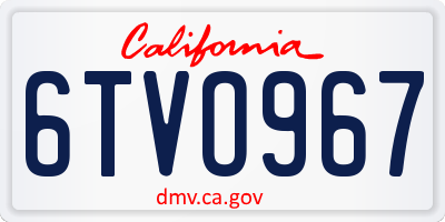 CA license plate 6TVO967