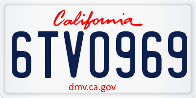 CA license plate 6TVO969