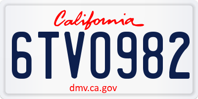 CA license plate 6TVO982