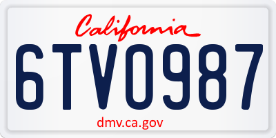 CA license plate 6TVO987