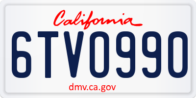 CA license plate 6TVO990