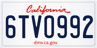 CA license plate 6TVO992