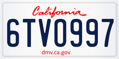 CA license plate 6TVO997