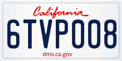 CA license plate 6TVP008