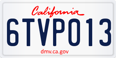 CA license plate 6TVP013
