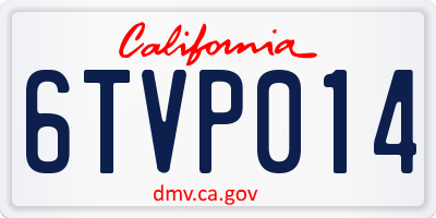 CA license plate 6TVP014