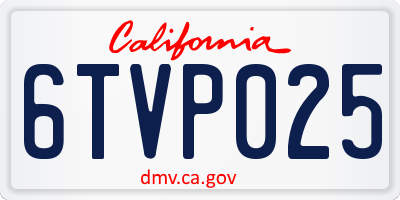 CA license plate 6TVP025