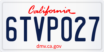 CA license plate 6TVP027