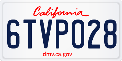 CA license plate 6TVP028